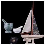 Model Sailboat Award/Vintage Mortar and Pestel