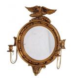 Federal Style Bullseye Mirror w/ Sconces