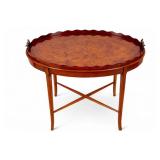 Burlwood and Brass Oval Tray Table (NIB)