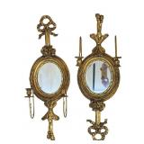 Pair of Giltwood Swag Bullseye Mirrors