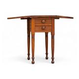 Antique Sheraton Walnut 2-Drawer Drop Leaf Table
