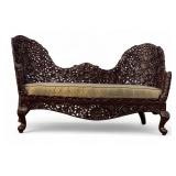 Unusual Carved Wood Sofa