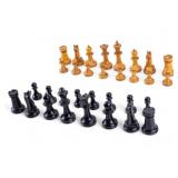 Vintage Turned Wood Chess Piece Set
