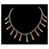 Gold Ferret Green Hardstone Necklace after Cano