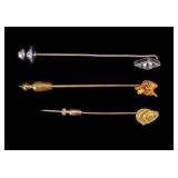 14K Gold and Art Deco Stick Pins