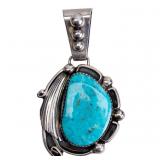 Native American Sterling Turquoise Pendant