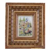 Persian Miniature Painting w/ Mosaic Frame