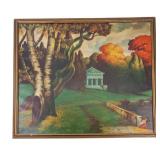 Early Unsigned Oil on Canvas, Landscape Mausoleum
