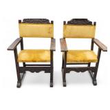 19th C His & Hers Renaissance Revival Chairs (2)