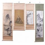 Antique Japanese Calligraphy Scrolls on Silk