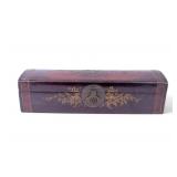 Large Chinese Leather-Wrap Painted "Pillow" Box