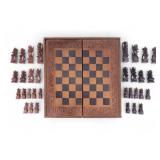Vintage Hand-Carved Balinese Wood Chess Set