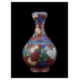 Chinese Cloisonne Gourd  Vase w/ Floral Design