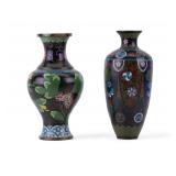 2 Japanese Meiji Cloisonne Enamel Vases