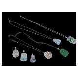 Carved Green Hardstone Pendants