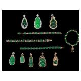 Green Hardstone Carved Pendants and Bracelets
