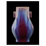Antique Chinese Flambe Fanghu Vase