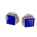 Sterling and Lapis Clip Earrings