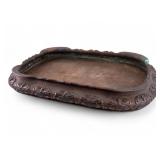 Large Chinese Bronze Tray Embossed Ruyi Design