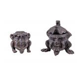Antique Figural Cast Iron Inkwells (2)