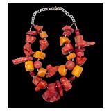 Orange and Red Coral Necklace