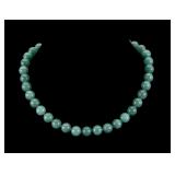 Green Jade Beaded Necklace w/ 14k Gold Clasp