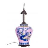 Japanese Enamel Painted Table Lamp