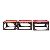 Japanese Lacquered Serving Trays Stacking  Trio