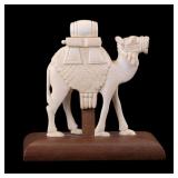 Antique Hand-Carved Camel on Wood Base