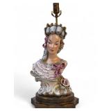 Figural Porcelain Bust Table Lamp