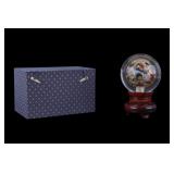 Reverse Painted Glass Ball on Stand w/ Box
