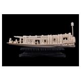 Chinese Hand-Carved Boat / Ferry Sculpture