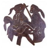 Folk Art Metal Wall Sculpture of 3 Figures