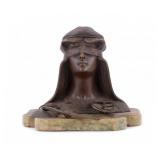 Lady Justice Figural Bronze Inkwell