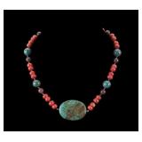 Turqouise & Coral Beaded Necklace