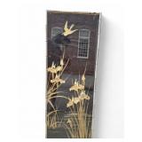 Large Framed Asian Silk Embroidery Panel