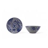 Antique Chinese Signed Swatow Style Bowls (2)