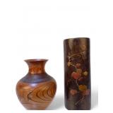 Carved Japanese Wood Vases