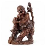 Chinese Carved Hardwood Hotei Statuette ~8"H