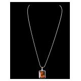 Sterling Silver and Amber Necklace