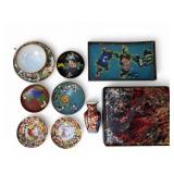 Asian Cloisonne Plates, Vase, Tray, More