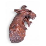 Carved Wooden Foo Dog Mount ~14"H