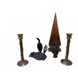Mixed Metal Decoratives w/ Head Vase, Copper, More