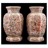 19th C. Japanese Satsuma Hexagonal Vase Pair