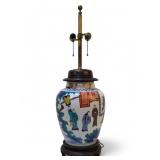 Chinese Famille Verte Porcelain Vase / Lamp