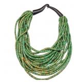 Turquoise-Color Wood Bead Multi-Strand Necklace