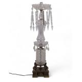 Tall Crystal and Brass Table Lamp W/ Prisms