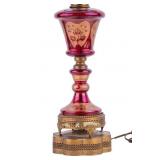Vintage Bohemian Ruby Flash Glass Lamp