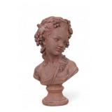 Antique Cast Iron Bust of Young Girl