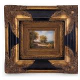 Miniature Oil on Board Landscape, Gilt Wood Frame